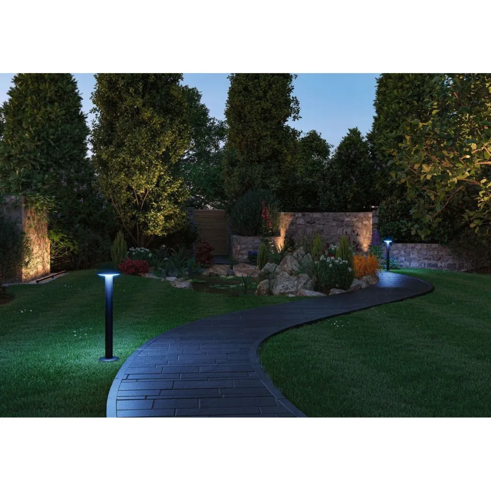 Clearance LED-pollarivalaisin Plug & Shine Plate, Smart Home Zigbee 3.0, IP44, RGBW+, 5W, antrasiitti Älyvalaisimet Ulos