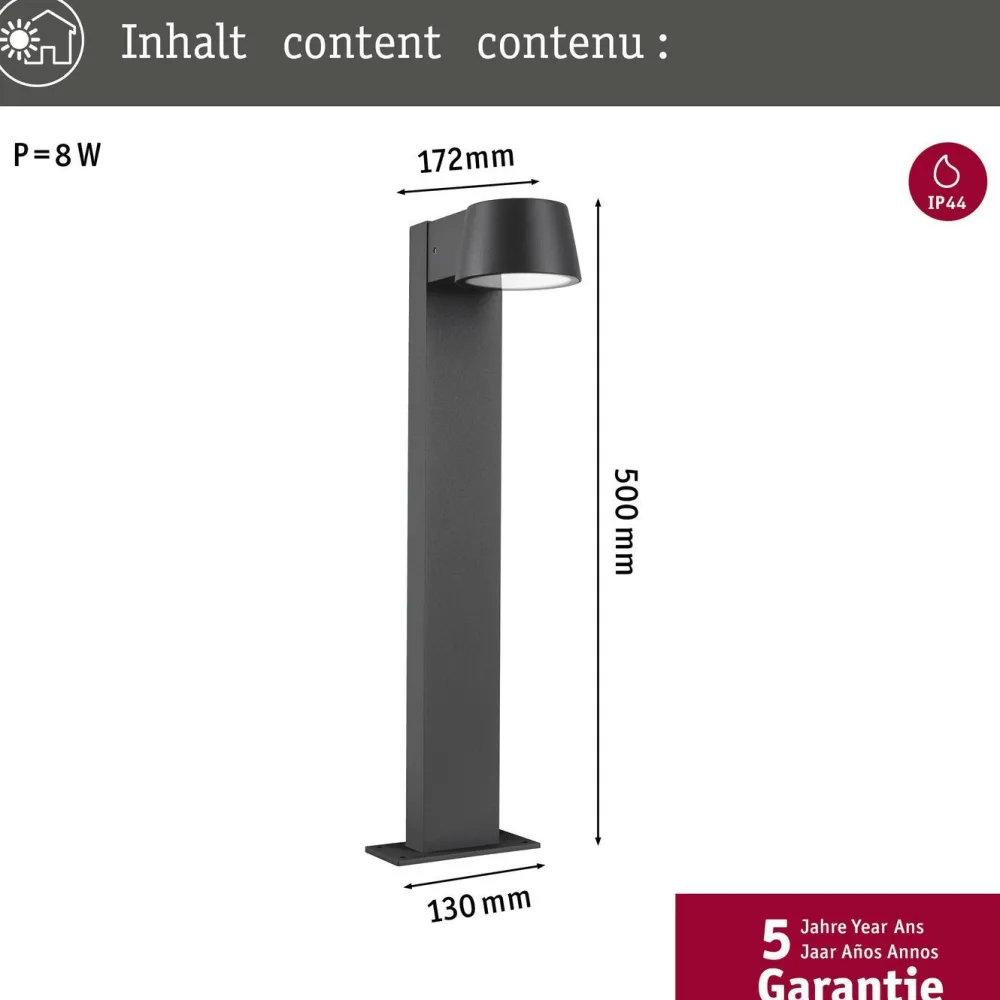 Outlet LED-pollarivalaisin Capea, IP44, 50cm, 2200K, antrasiitti Pollarivalaisimet|Led-Ulkovalot