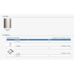 LED-porraslistan ulkokulmapala E-305A, alumiini, mattahopea*Euroshrink