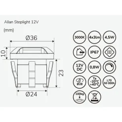 LED-porrasvalosarja Allan Steplight 4-osainen alumiini Terassivalot|Led-Ulkovalot