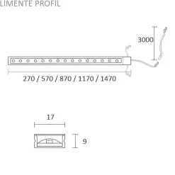 Online LED-profiili 87, 24V 10W IP44, 17x870x9mm, alulook Led-Listat
