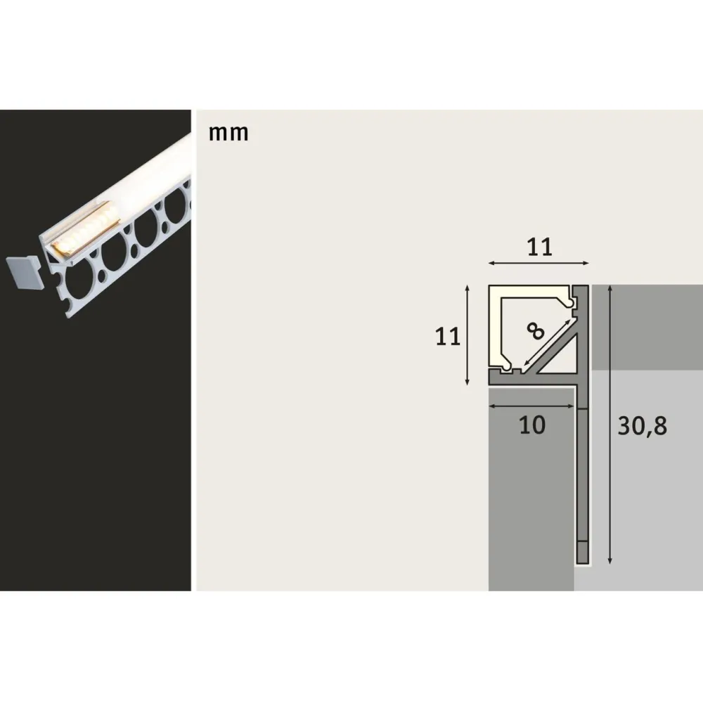 New LED-profiili LumiTiles Frame, anodisoitu alumiini, eri kokoja Led-Listat