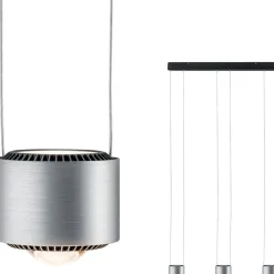 Outlet LED-riippuvalaisin Aldan, 2700K, himmennettävä, musta/harjattu alumiini Ikkunavalaisimet
