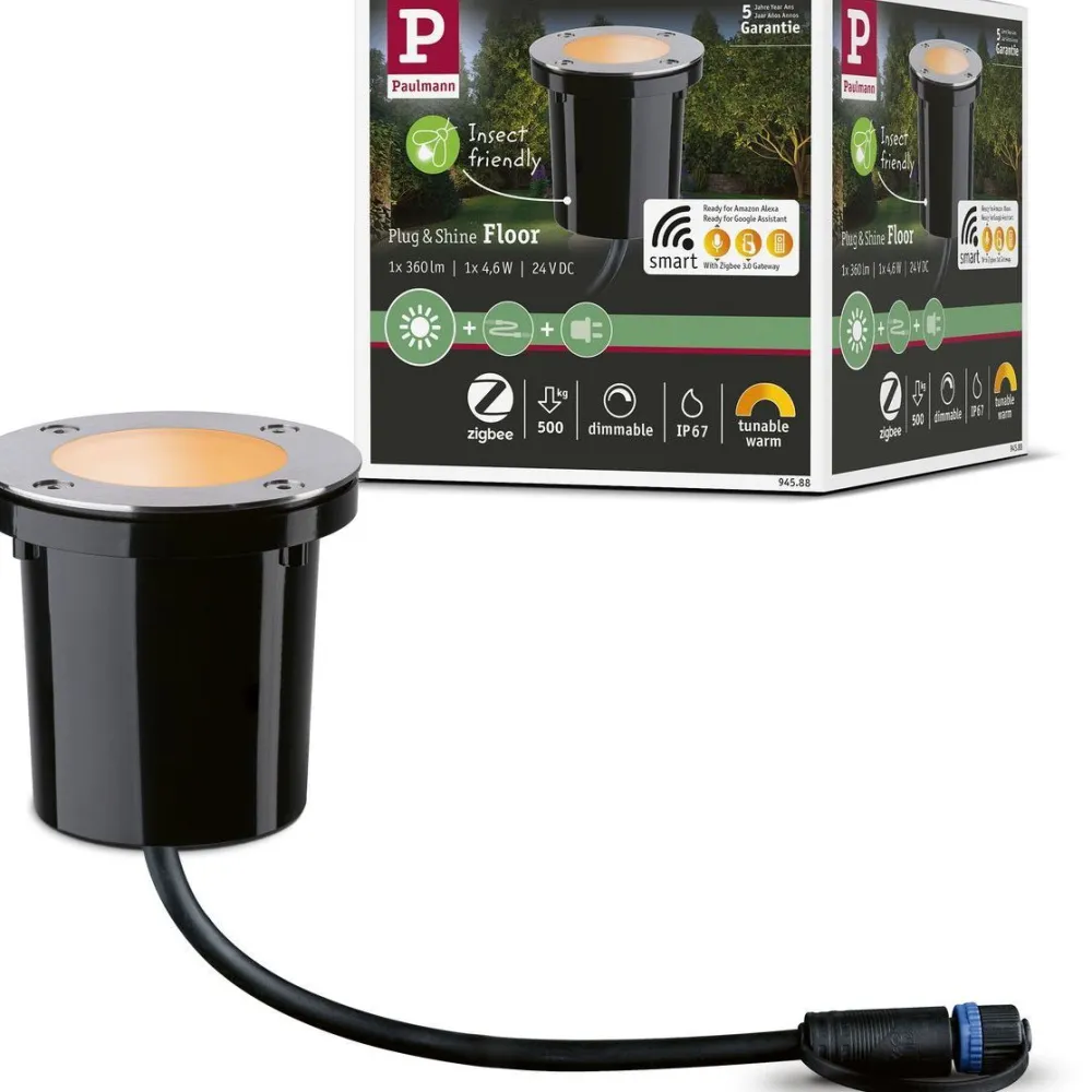 LED-terassivalaisin Plug & Shine, Smart Home Zigbee 3.0, IP65, säädettävä värilämpötila, musta*Paulmann Discount