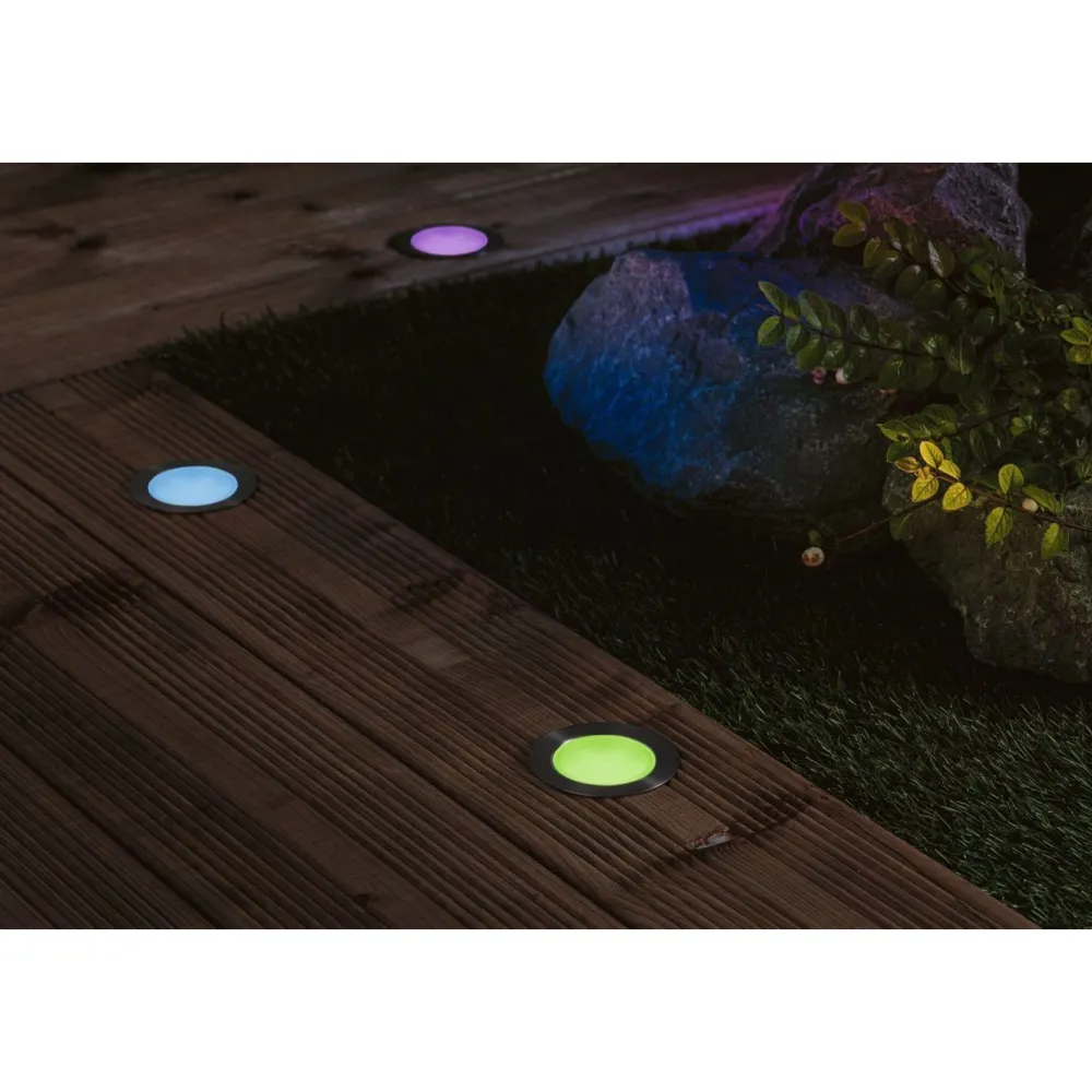 Best LED-terassivalaisinsarja Plug & Shine Floor, Smart Home Zigbee 3.0, IP67, RGBW+, 3x2W, rst Älyvalaisimet Ulos