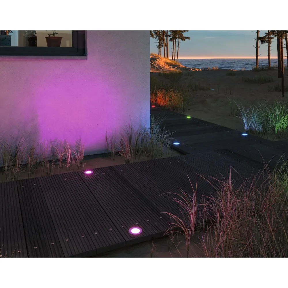 Best LED-terassivalaisinsarja Plug & Shine Floor, Smart Home Zigbee 3.0, IP67, RGBW+, 3x2W, rst Älyvalaisimet Ulos