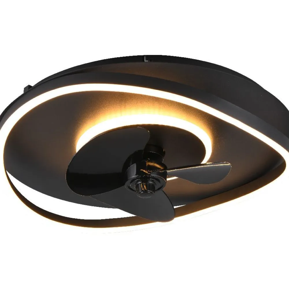 Discount LED-tuuletinvalaisin Sortland, mattamusta Tuuletinvalaisimet