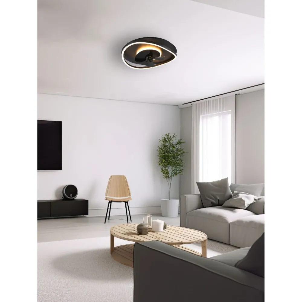 Discount LED-tuuletinvalaisin Sortland, mattamusta Tuuletinvalaisimet