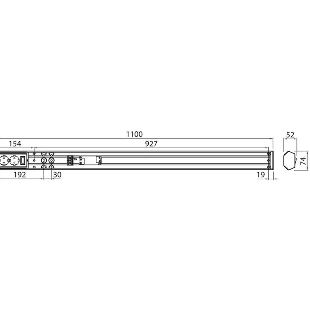 New LED-työpistevalaisin Handy 1100, 14W/830/840, 1100x74mm, 2-osainen pistorasia+kytkin, IP21, valkoinen/opaali Keittiövalaisimet