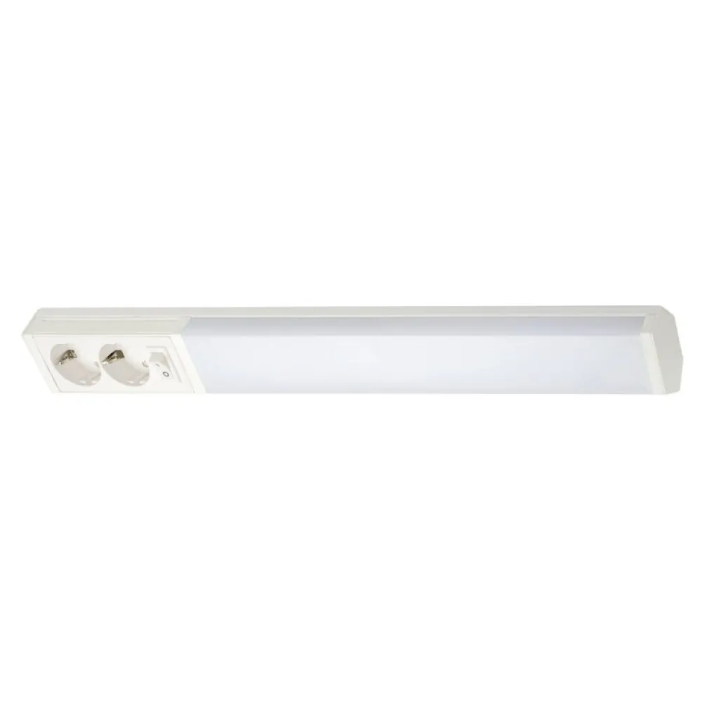 Clearance LED-työpistevalaisin Handy 550, 8W/830/840, 550x74mm, 2-osainen pistorasia+kytkin, IP21, valkoinen/opaali Keittiövalaisimet