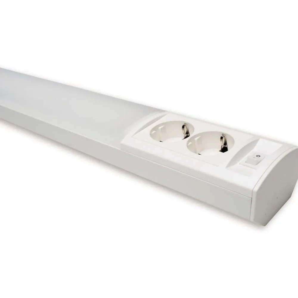 LED-työpistevalaisin Ami AL122L750 10W/830/840 752mm 2-osainen pistorasia+kytkin valkoinen*Ensto Hot