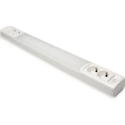 LED-työpistevalaisin Ami AL124L580 6W/830/840 582 mm 2x2-osainen pistorasia + kytkin valkoinen*Ensto Outlet