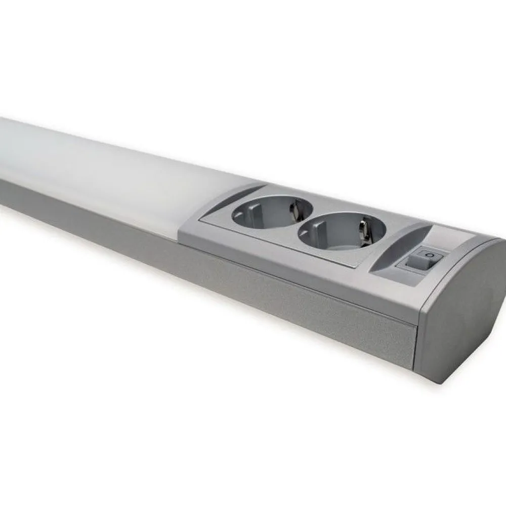 Hot LED-työpistevalaisin Ami ALH122L550 9W/830/840 550 mm 2-osainen pistorasia + kytkin harmaa Keittiövalaisimet