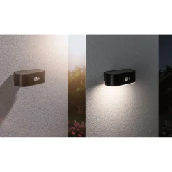 LED-ulkoseinävalaisin aurinkokennolla Adya, IP44, 3000K, liiketunnistin, musta*Paulmann Best