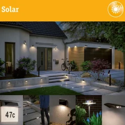 LED-ulkoseinävalaisin aurinkokennolla Adya, IP44, 3000K, liiketunnistin, musta*Paulmann Best