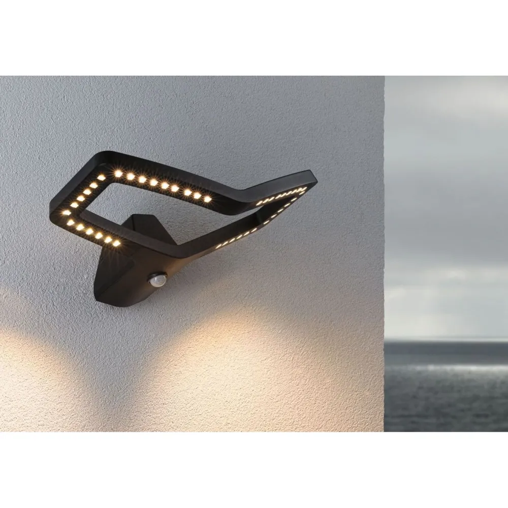 LED-ulkoseinävalaisin Alara 375x270mm 3000K 10W 450lm hämäräohjattu liiketunnistin IR antrasiitti*Paulmann Sale
