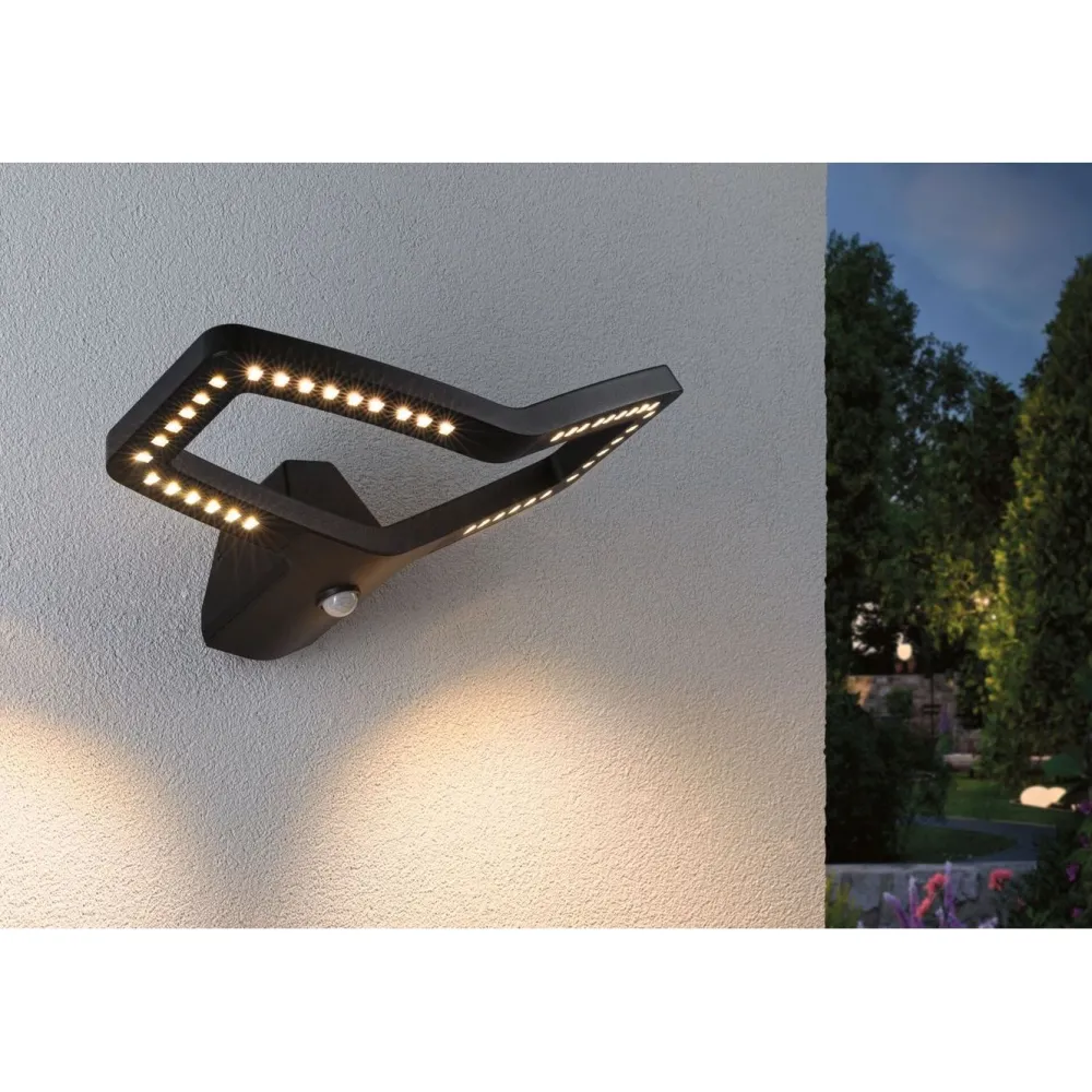 LED-ulkoseinävalaisin Alara 375x270mm 3000K 10W 450lm hämäräohjattu liiketunnistin IR antrasiitti*Paulmann Sale