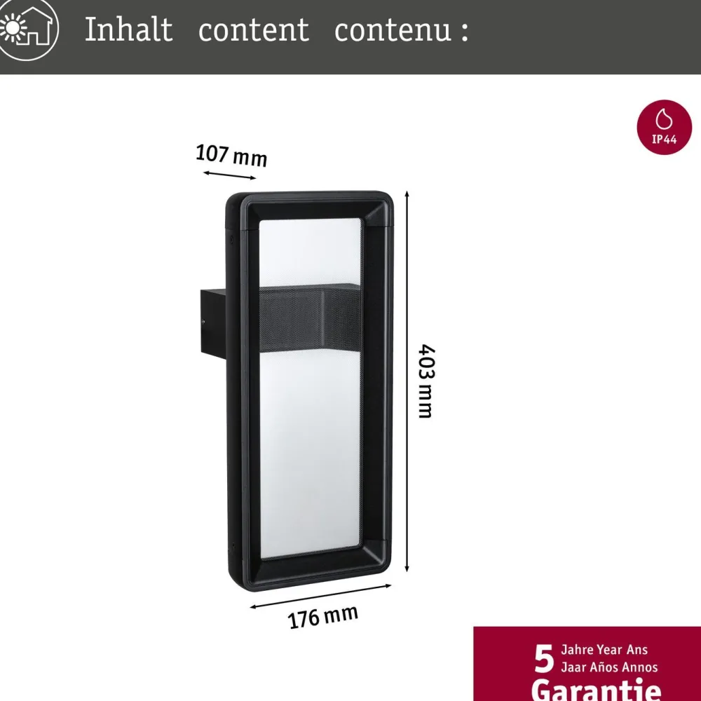 Outlet LED-ulkoseinävalaisin Reana 176x107mm 3000K 2x3W 2x130lm hämäräohjattu liiketunnistin HF antrasiitti Ulkovalaisimet Hämäräkytkimellä|Ulkovalaisimet Liiketunnistimella Ja Hämäräkytkimellä