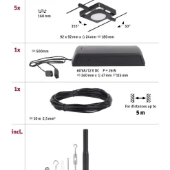 Discount LED-Vaijerivalaisinsetti Mac 5 valaisinta + muuntaja + vaijeri mattamusta Vaijerivalaisimet