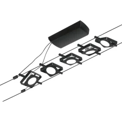 Discount LED-Vaijerivalaisinsetti Mac 5 valaisinta + muuntaja + vaijeri mattamusta Vaijerivalaisimet