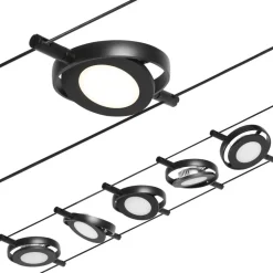 Clearance LED-Vaijerivalaisinsetti RoundMac 5 valaisinta + muuntaja + vaijeri eri värejä Vaijerivalaisimet