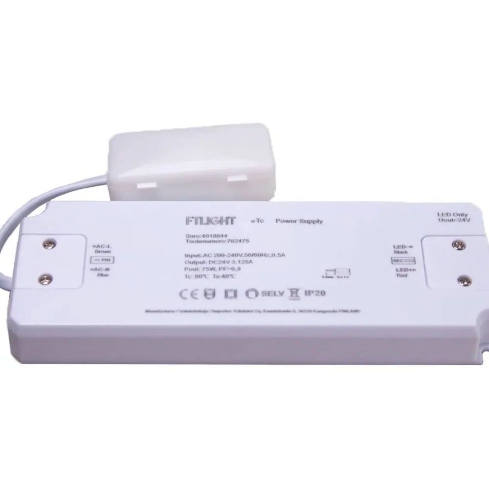 Outlet LED-vakiojännitelähde 75W 24V IP20 Led-Muuntajat Ja Led-Tarvikkeet