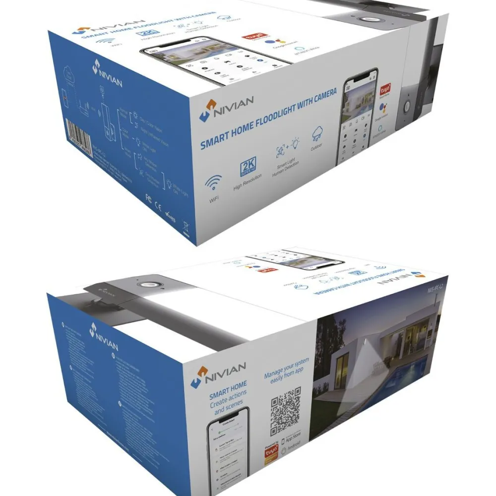LED-valaisinkamera Nivian Smart, 2K - 3MP resoluutiolla*Celotron Sale