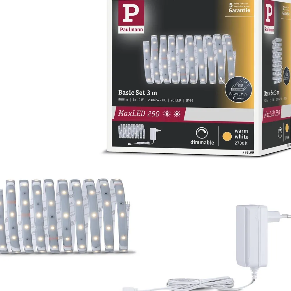 LED-valonauha MaxLED 250, aloituspakkaus, IP44, 240lm/m, 2700K, 24VA, eri kokoja*Paulmann Outlet