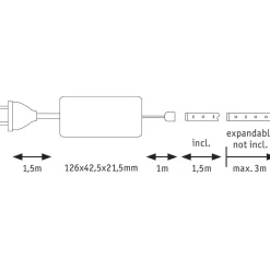 LED-valonauha MaxLED 500, aloituspakkaus, 1.5m, IP44, 9W 440lm/m 2700K 20VA*Paulmann Best