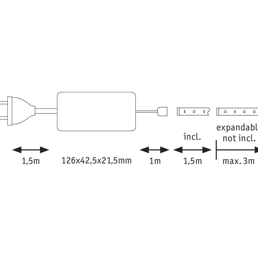 LED-valonauha MaxLED 500, aloituspakkaus, 1.5m, IP44, 9W 440lm/m 2700K 20VA*Paulmann Best