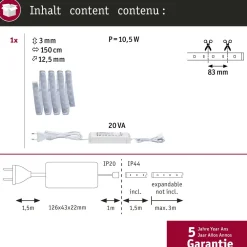 LED-valonauha MaxLED 500, aloituspakkaus, 1.5m, IP44, 9W 440lm/m 2700K 20VA*Paulmann Best