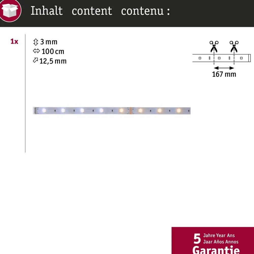 LED-valonauha MaxLED 250, 270lm/m, säädettävä värilämpötila, eri kokoja*Paulmann Clearance