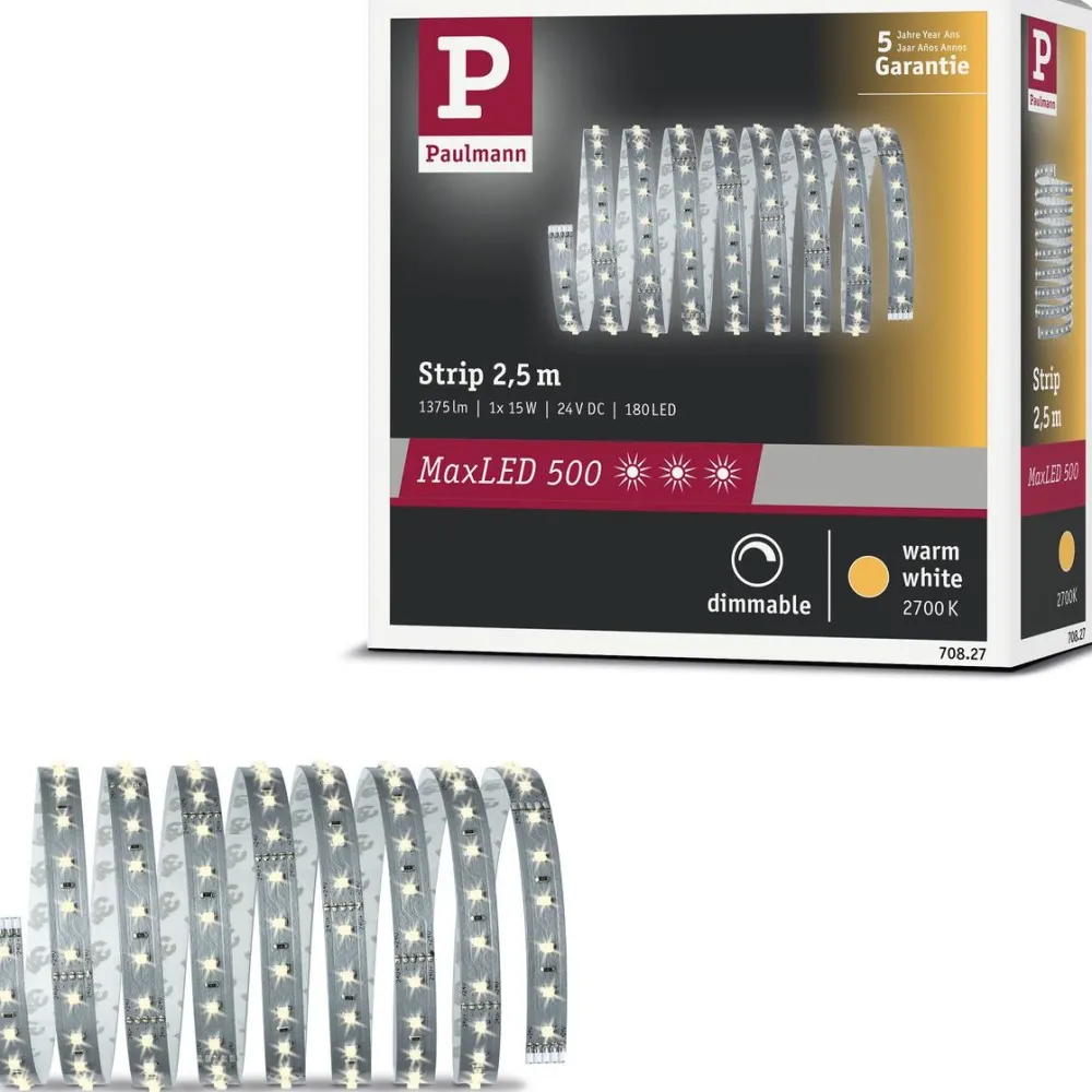LED-valonauha MaxLED 500, 2.5m, 15W, 550lm/m, 2700K*Paulmann