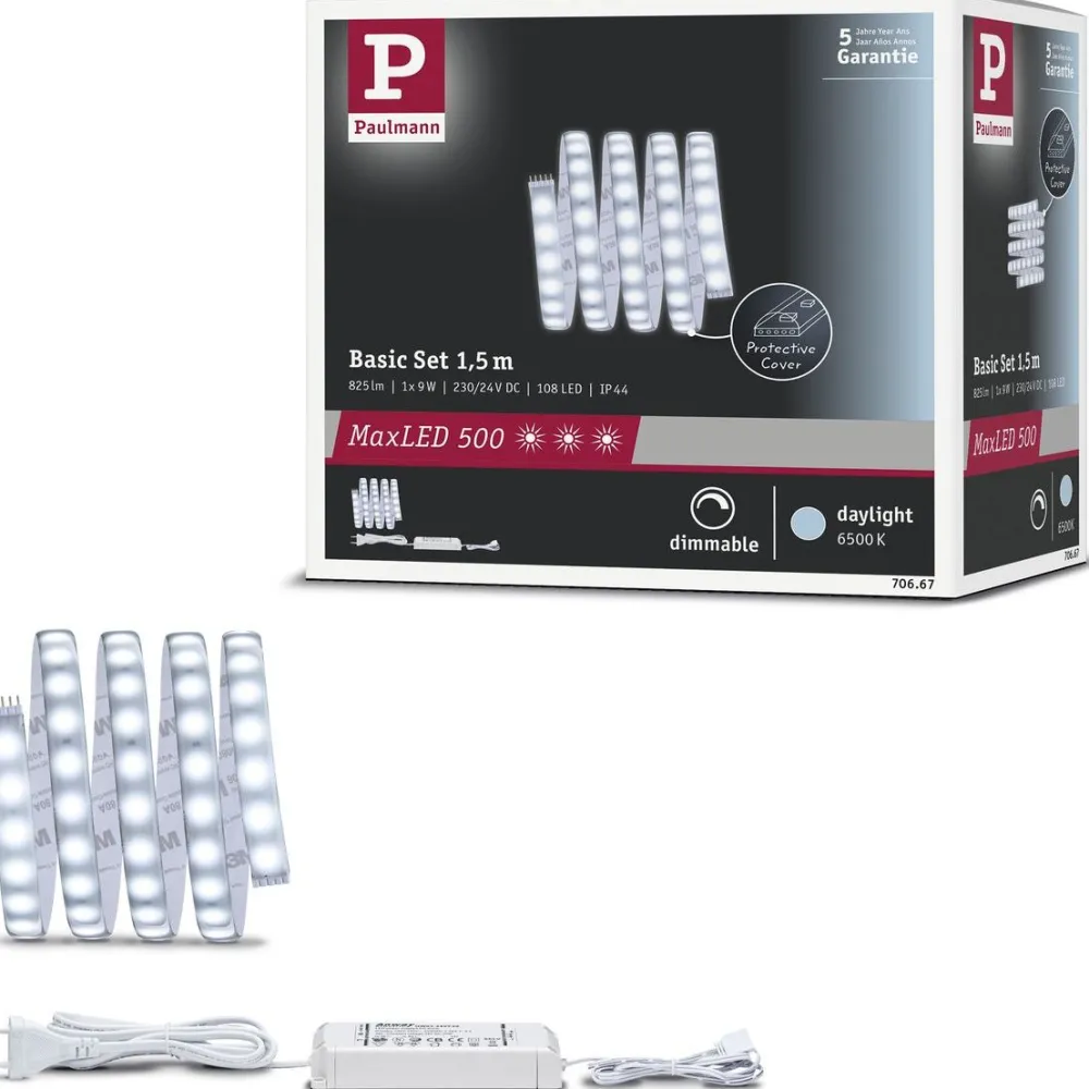 LED-valonauha MaxLED 500, aloituspakkaus, 1.5m, IP44, 9W, 440lm/m, 6500K, 20VA*Paulmann Discount