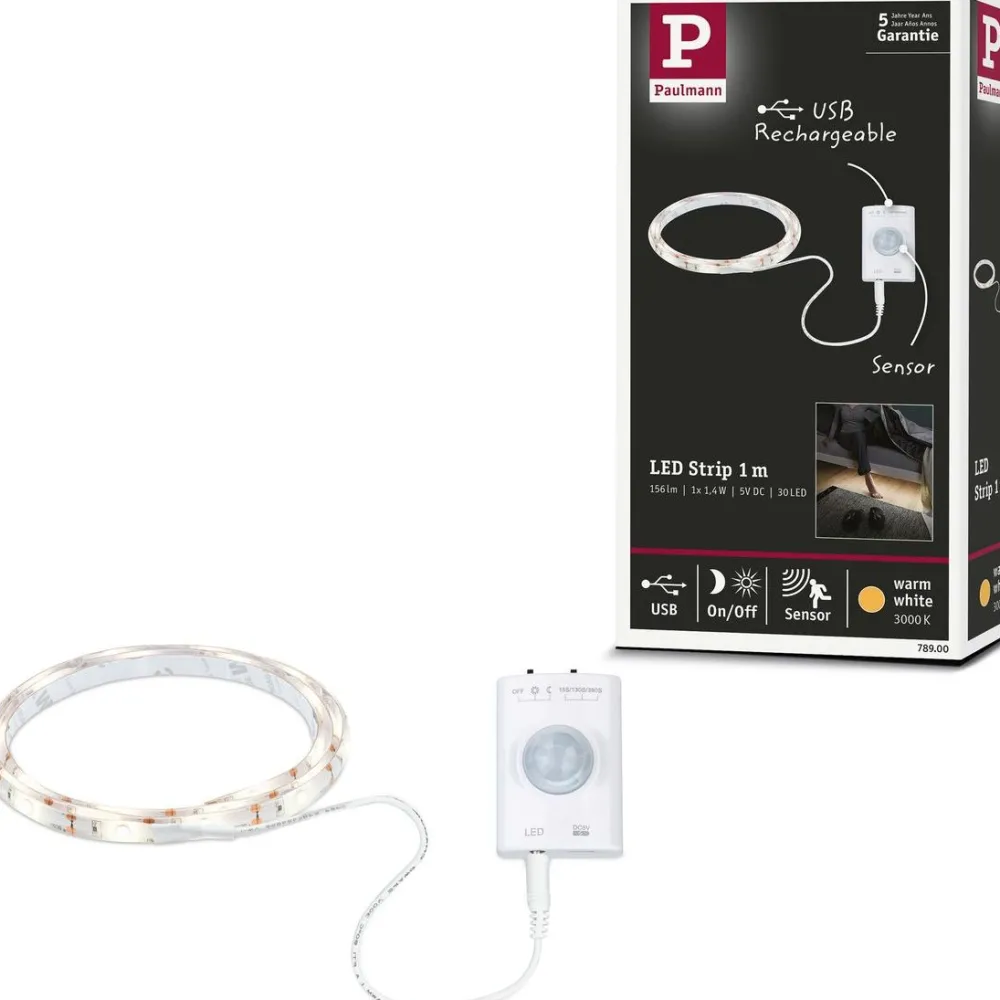 LED-valonauha , paristokäyttöinen, 1m, 1.4W, 140lm/m, 3000K, liiketunnistin Led-Nauhat