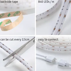Online LED-valonauha SimpLED Full-Line COB, 330lm/m, 840LEDs/m, RGB, 24VA, eri kokoja Led-Nauhat