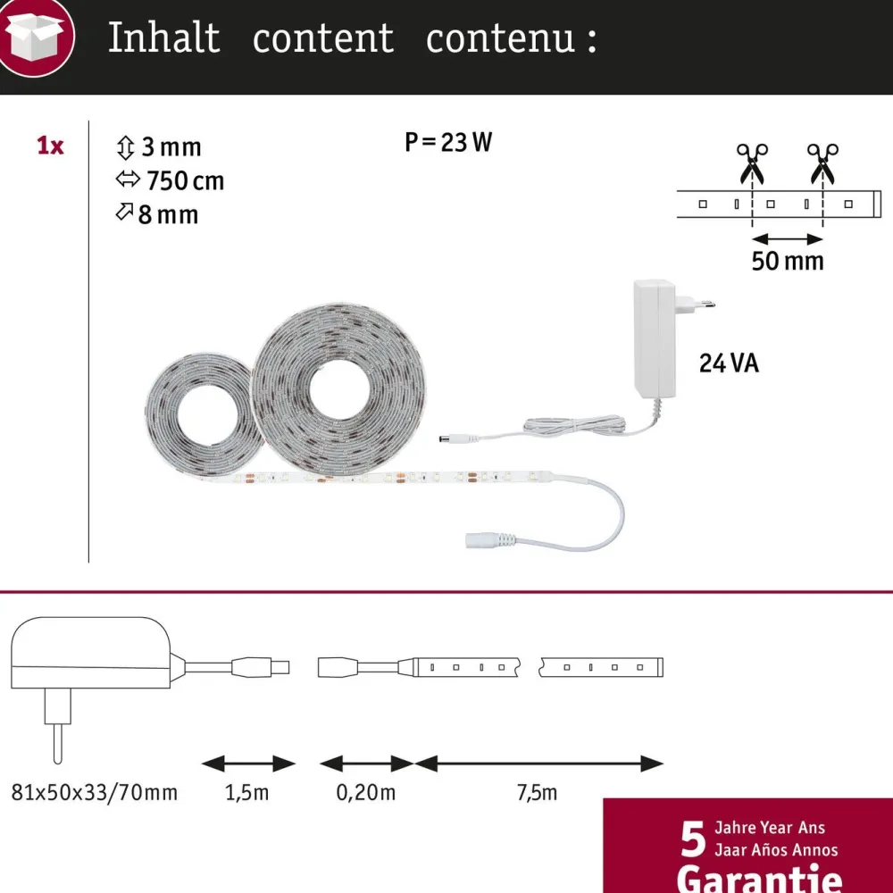 Clearance LED-valonauha SimpLED, 260lm/m, 60LEDs/m, 6500K, eri kokoja Led-Nauhat