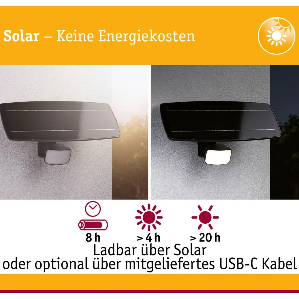 New LED-valonheitin aurinkokennolla Solar Smart Home Zigbee 3.0 Flotas, IP65, 3000K, 700lm, antrasiitti Puutarhavalaisimet