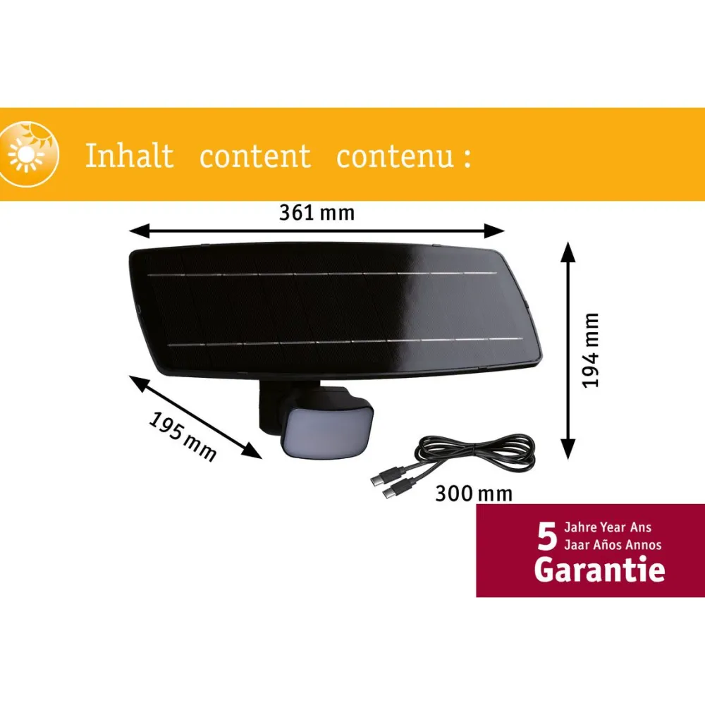 New LED-valonheitin aurinkokennolla Solar Smart Home Zigbee 3.0 Flotas, IP65, 3000K, 700lm, antrasiitti Puutarhavalaisimet