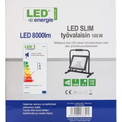 LED-valonheitin Slim, 100W, H-jalustalla, 8000lm, 4500K, IP44*LED Energie Discount
