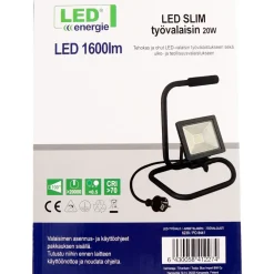 LED-valonheitin Slim, 20W, S-jalustalla, 2000lm, 4500K, IP44*LED Energie Online