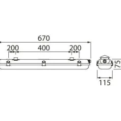 LED-yleisvalaisin Generic IP65 2x9W 670mm valkoinen*Airam
