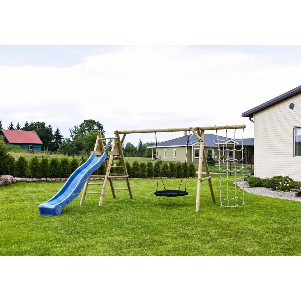 Sale Leikkiteline Kalev sis. keinu + pesäkeinu + kiipeilyteline + kiipeilyverkko Leikkivälineet