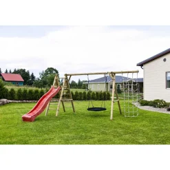 Sale Leikkiteline Kalev sis. keinu + pesäkeinu + kiipeilyteline + kiipeilyverkko Leikkivälineet