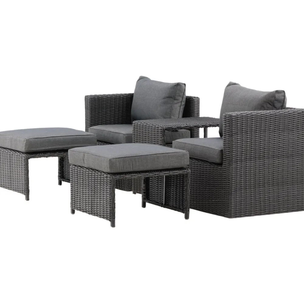 Hot Lepotuolisetti Quad harmaa Polyrottinkikalusteet