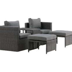 Hot Lepotuolisetti Quad harmaa Polyrottinkikalusteet