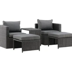 Hot Lepotuolisetti Quad harmaa Polyrottinkikalusteet