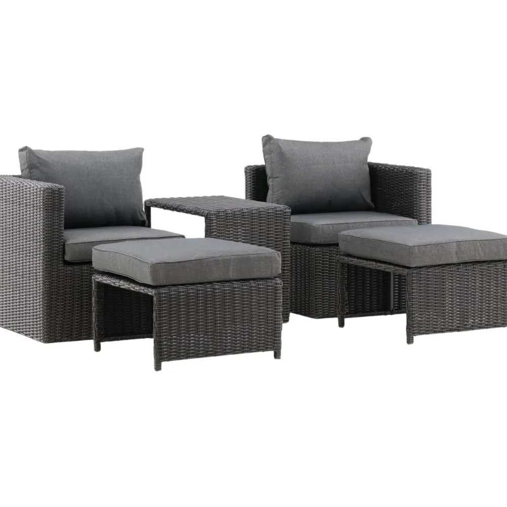 Hot Lepotuolisetti Quad harmaa Polyrottinkikalusteet