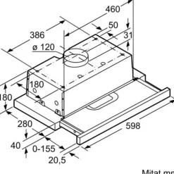 Liesituuletin Serie 4 DFT63AC50 60 cm teräs ulosvedettävä*Bosch Outlet