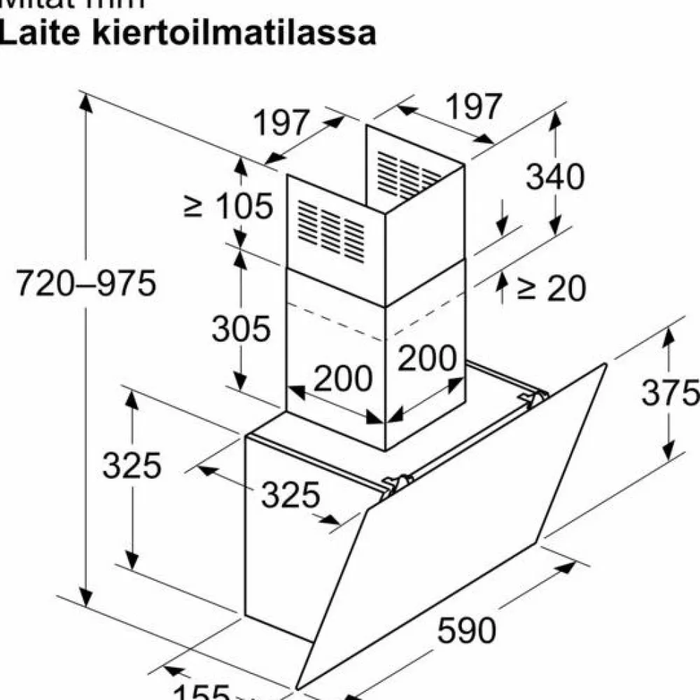 Clearance Liesituuletin Serie 2 DWK65DK60 60cm musta Liesituulettimet|Liesituulettimet Moottorilla